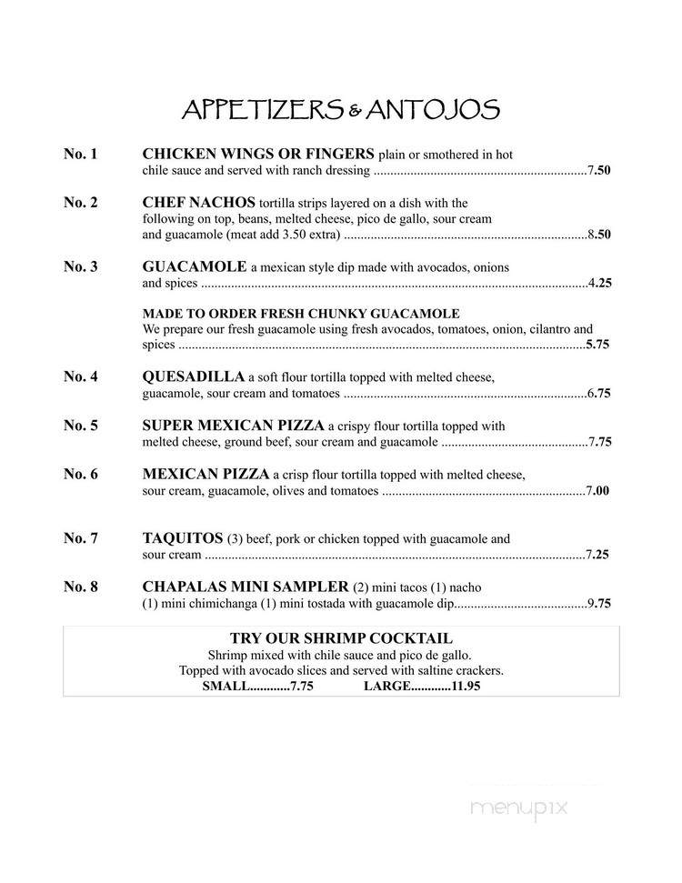 Chapala's Mexican Restaurant - Las Vegas, NV menu_pic