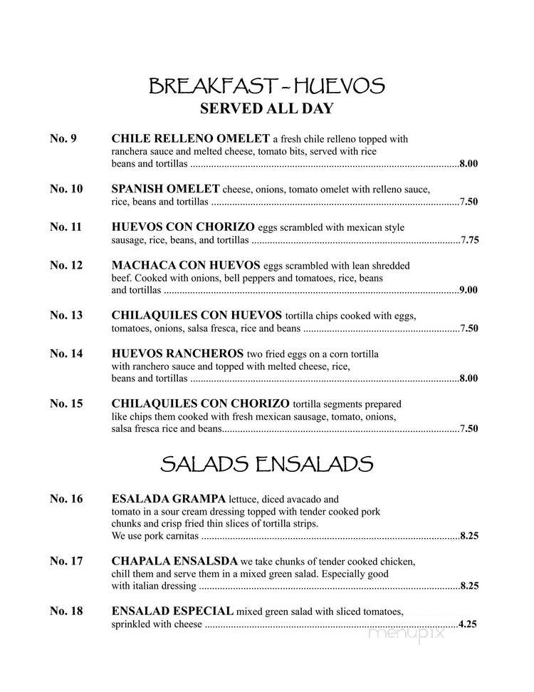 Chapala's Mexican Restaurant - Las Vegas, NV menu_pic
