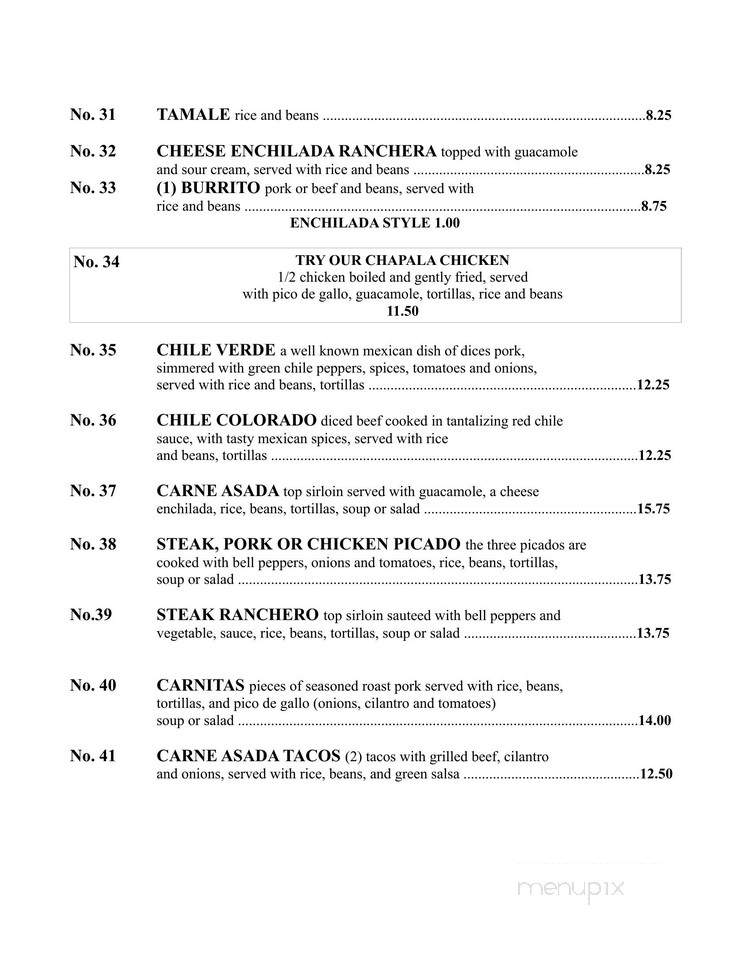 Chapala's Mexican Restaurant - Las Vegas, NV menu_pic