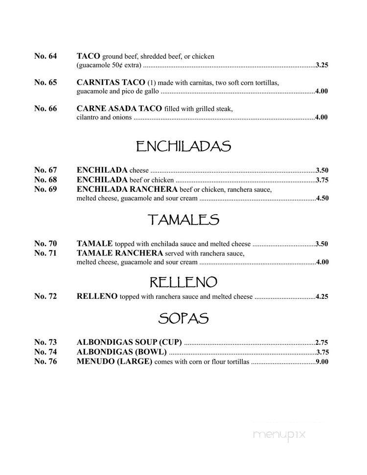 Chapala's Mexican Restaurant - Las Vegas, NV menu_pic