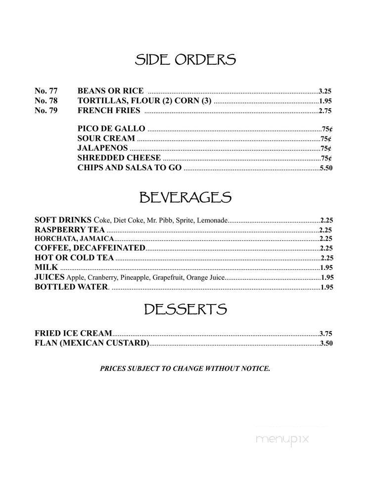 Chapala's Mexican Restaurant - Las Vegas, NV menu_pic