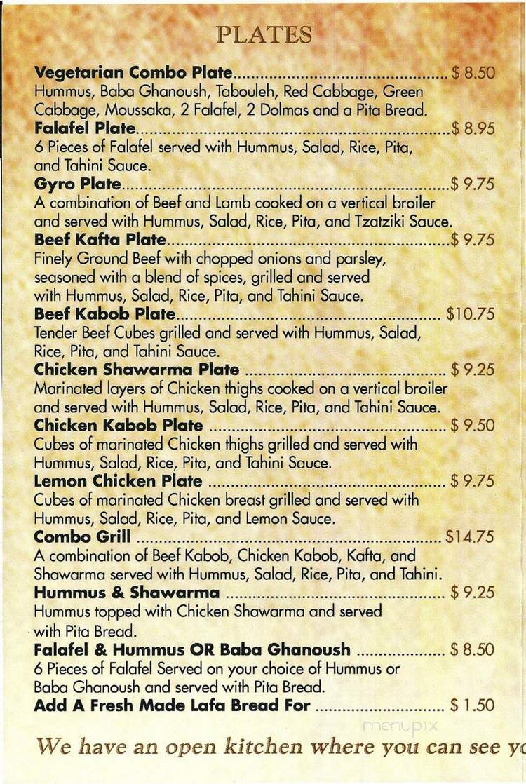 Joe's Falafel - Los Angeles, CA menu_pic