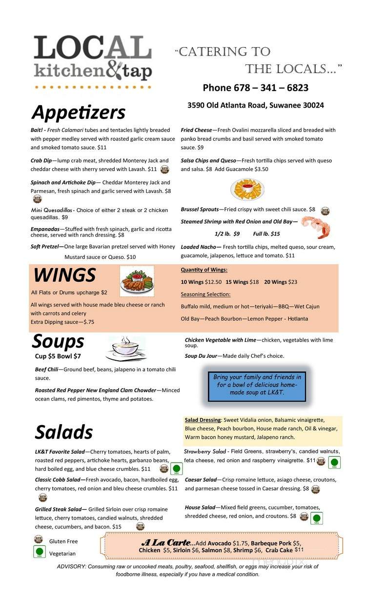 Local Kitchen and Tap - Suwanee, GA menu_pic