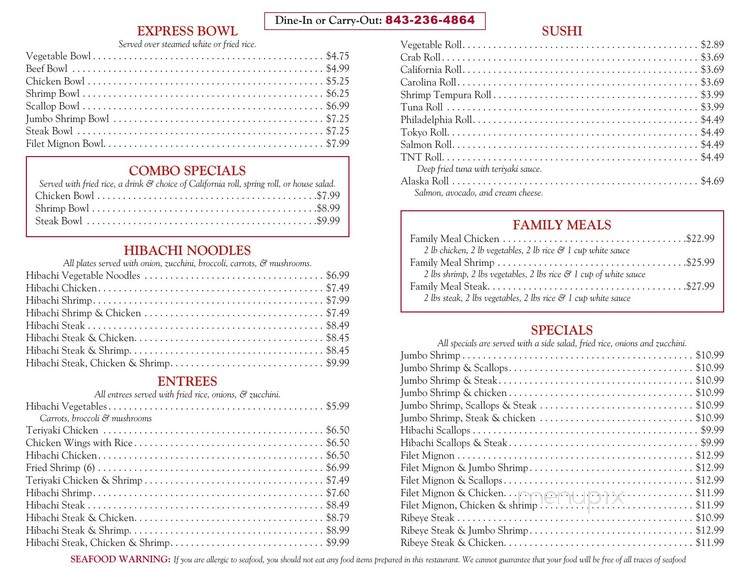 Tokyo Express - Myrtle Beach, SC menu_pic