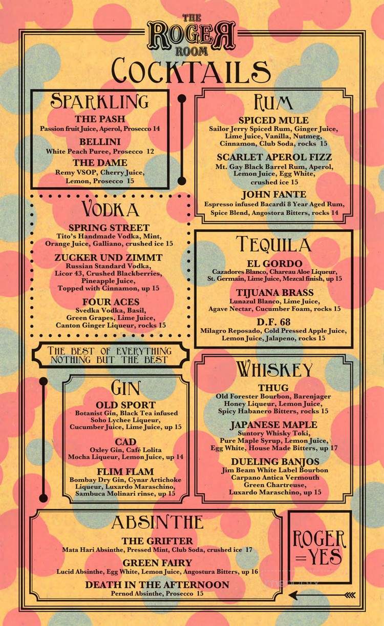 The Roger Room - Los Angeles, CA menu_pic