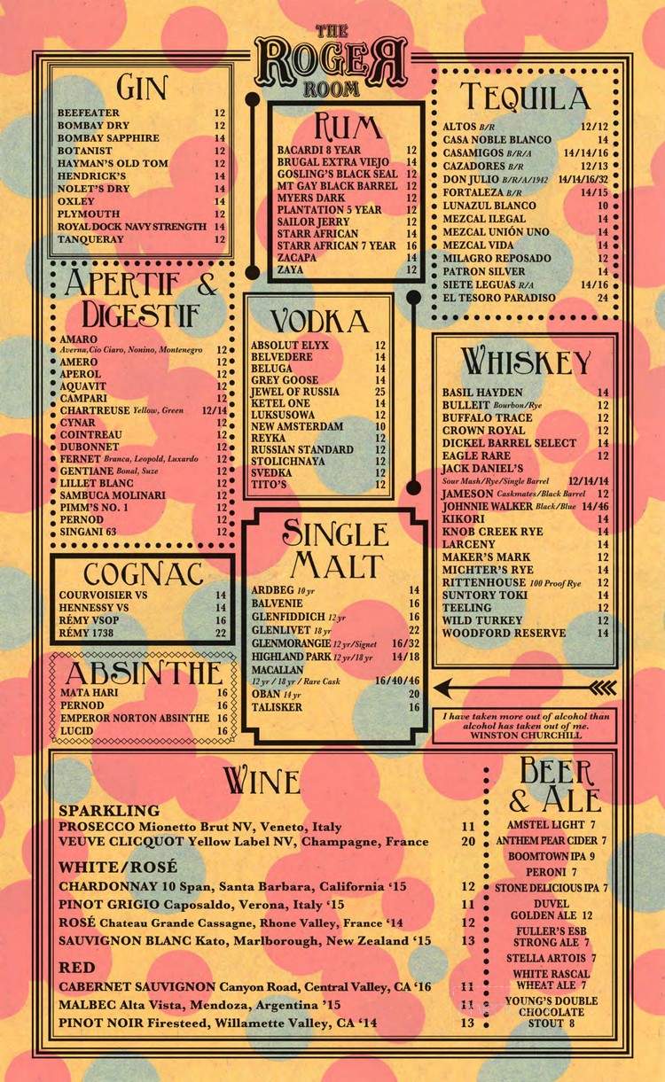 The Roger Room - Los Angeles, CA menu_pic
