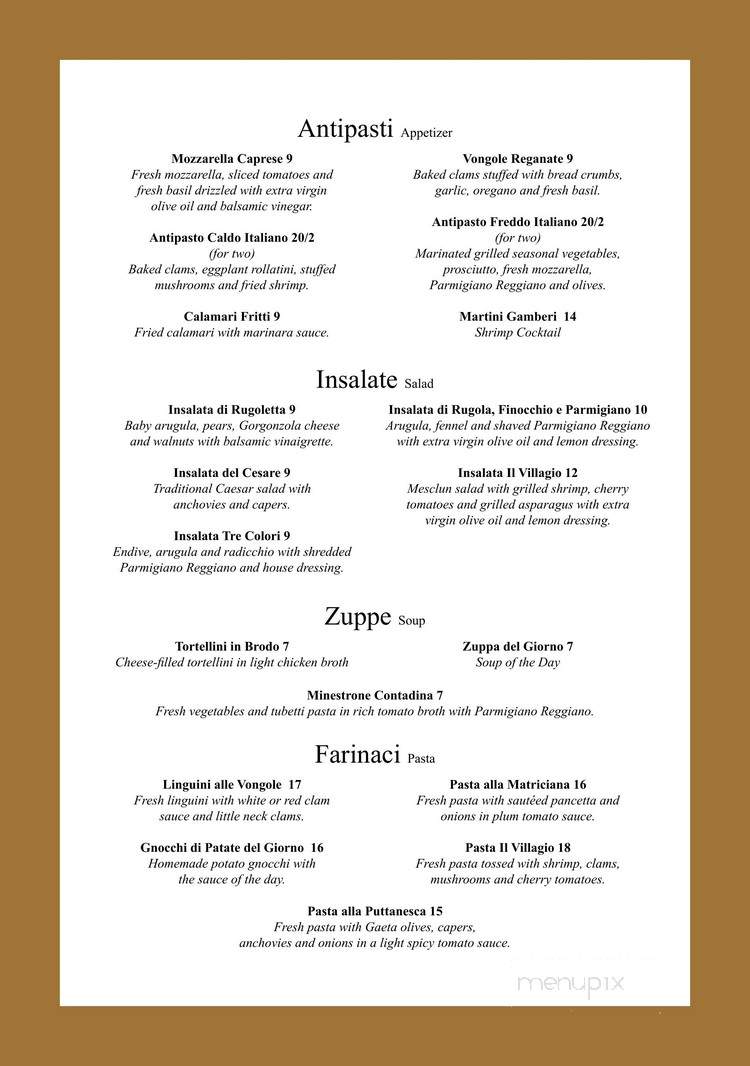 Il Villagio Trattoria Italiana - Malverne, NY menu_pic