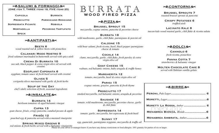 Burrata Wood Fired Pizza - Eastchester, NY menu_pic