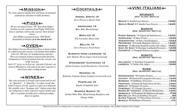 Burrata Wood Fired Pizza - Eastchester, NY menu_pic