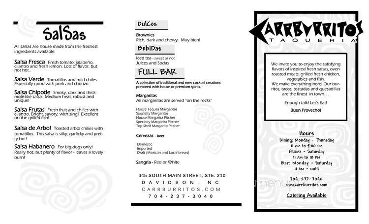 Carrburritos in Davidson - Davidson, NC menu_pic