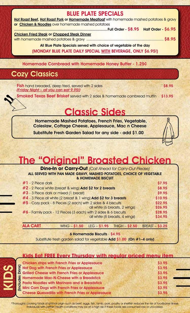 Cozy Cafe - Des Moines, IA menu_pic