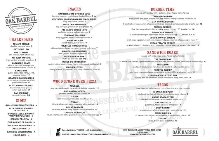 Oak Barrel - Cleveland, OH menu_pic