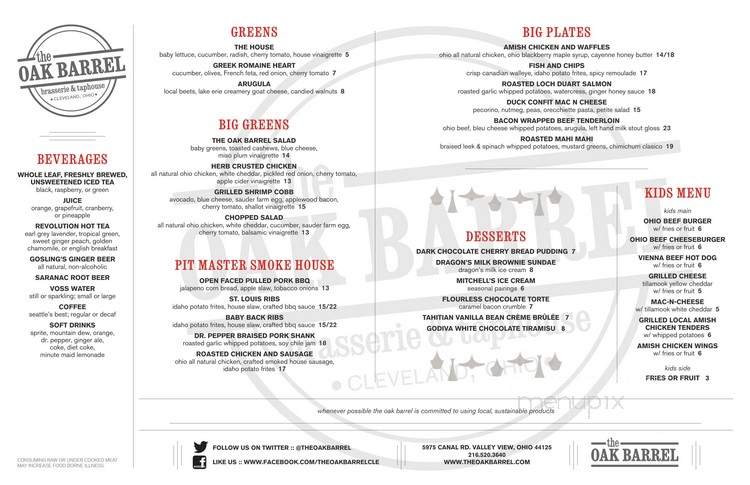 Oak Barrel - Cleveland, OH menu_pic