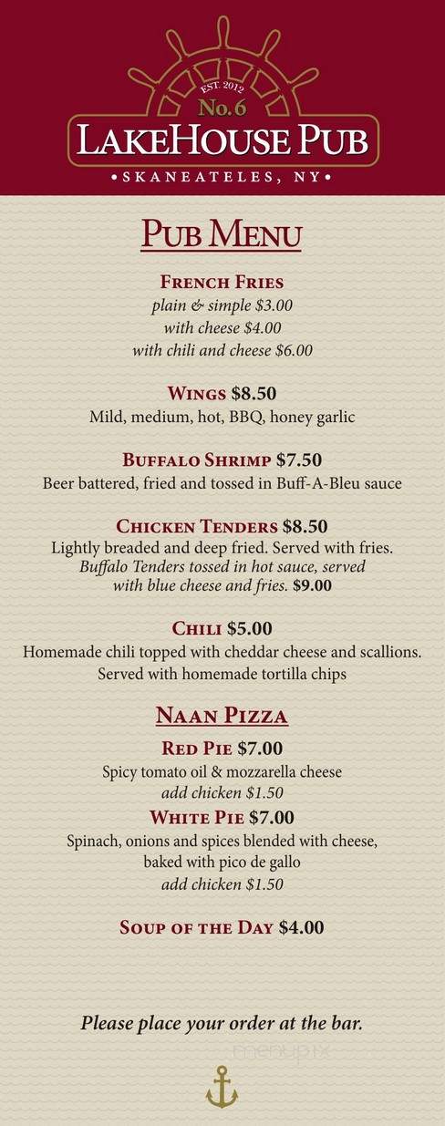 LakeHouse Pub - Skaneateles, NY menu_pic
