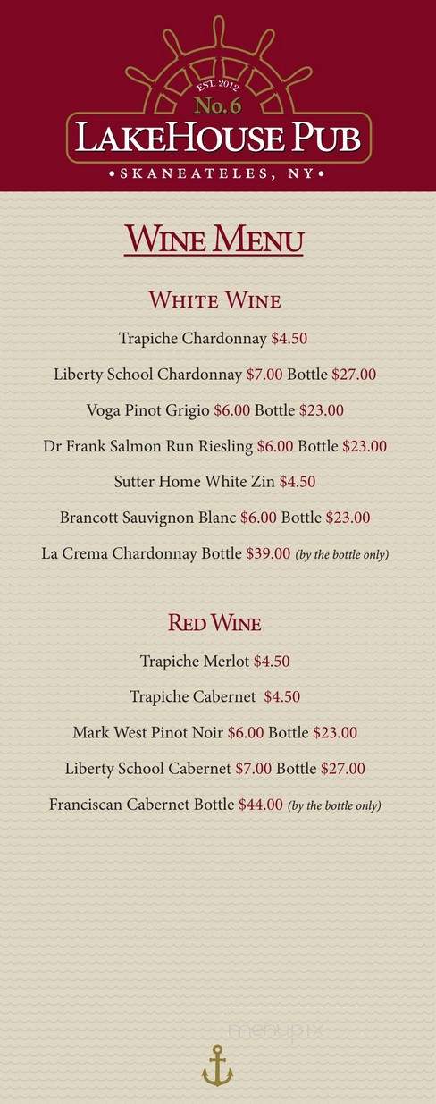LakeHouse Pub - Skaneateles, NY menu_pic