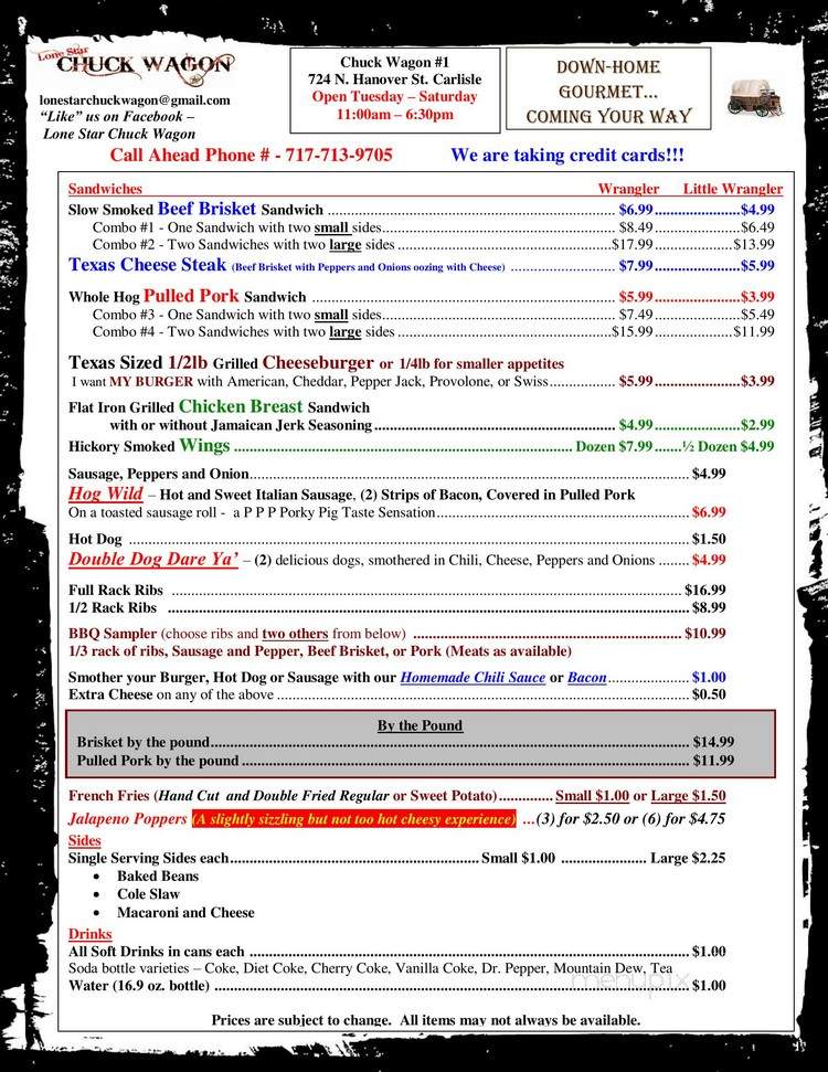 Lone Star Chuck Wagon - Carlisle, PA menu_pic
