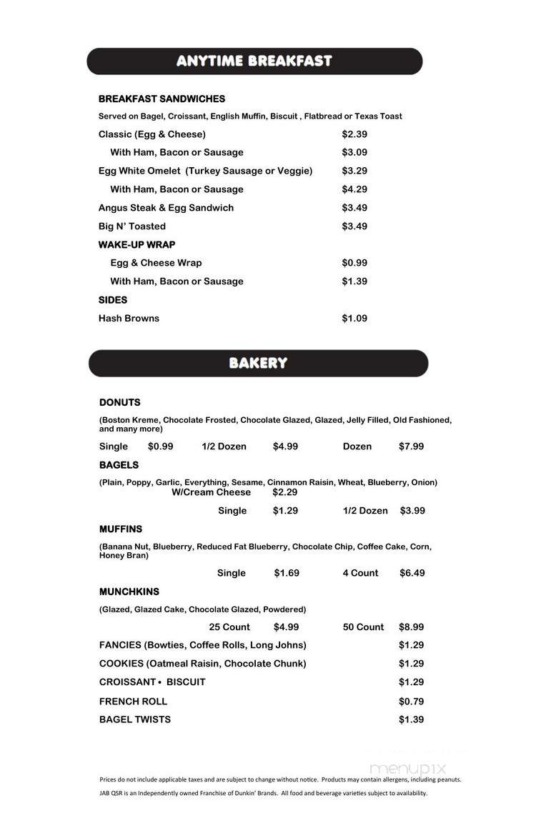 Dunkin' - Fort Smith, AR menu_pic