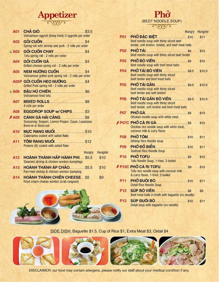 Pho Twins - Rowlett, TX menu_pic