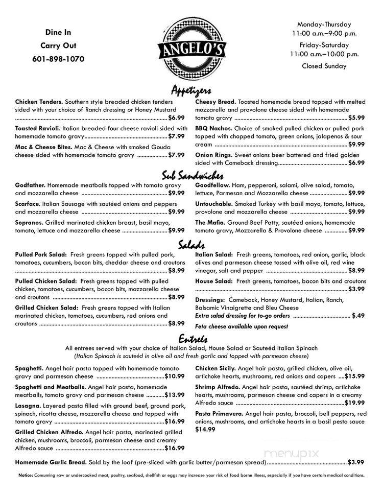 Angelo's - Madison, MS menu_pic