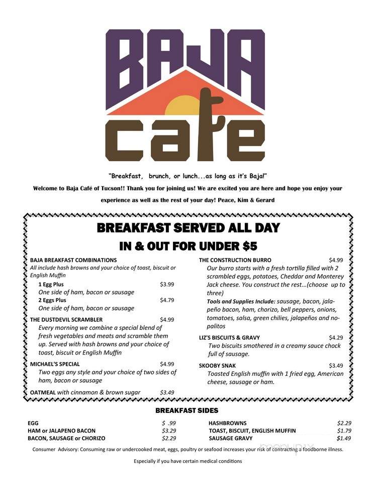 Baja Cafe of Tucson - Tucson, AZ menu_pic