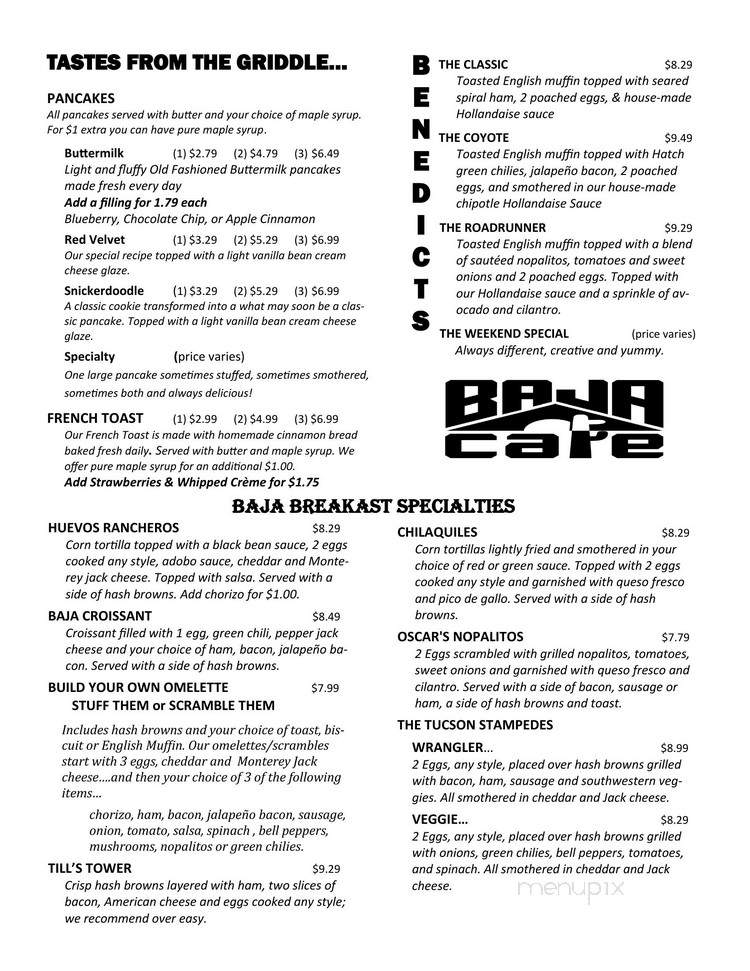 Baja Cafe of Tucson - Tucson, AZ menu_pic