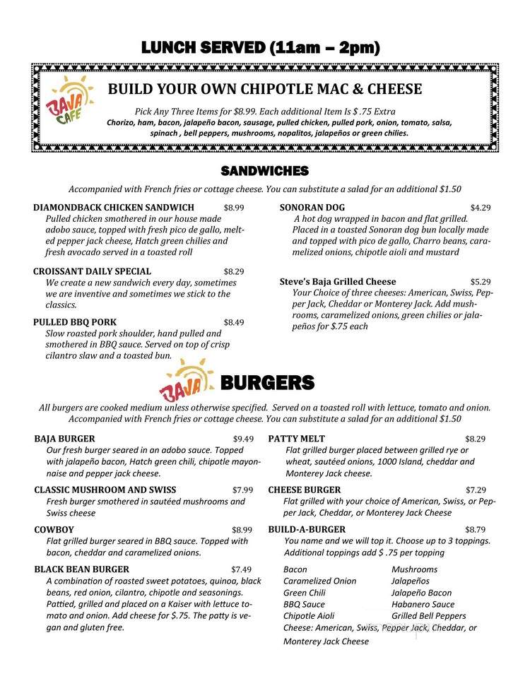 Baja Cafe of Tucson - Tucson, AZ menu_pic