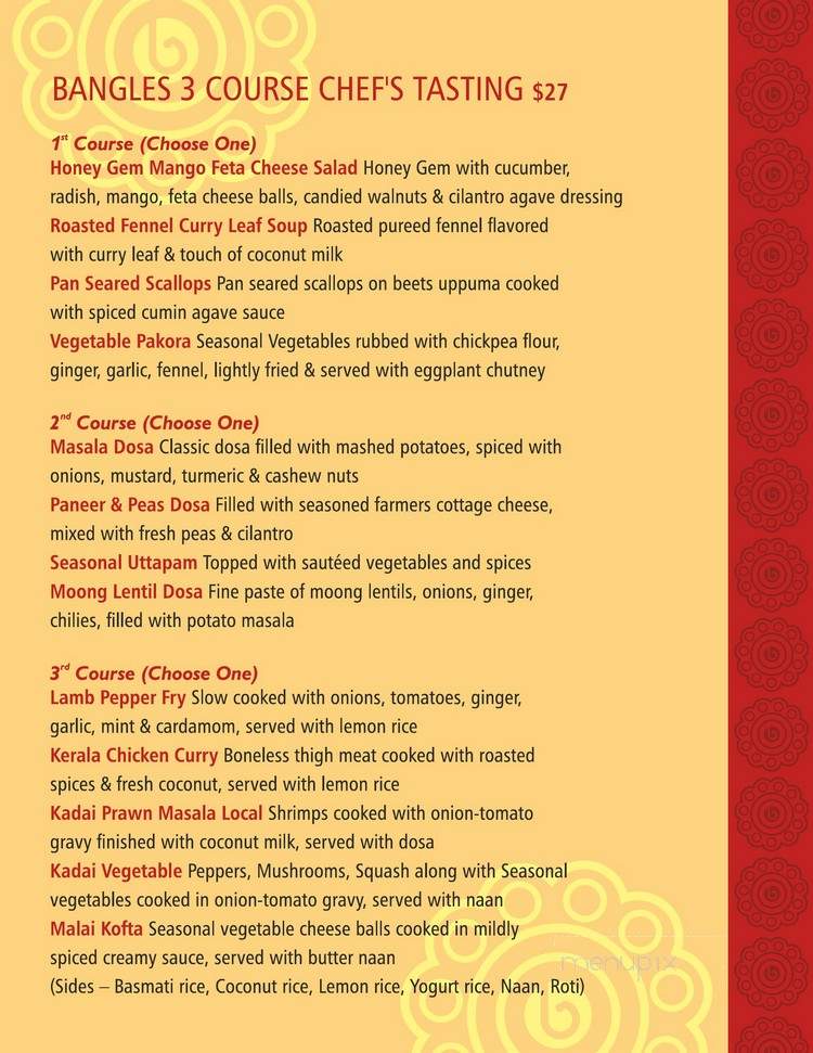 Bangles Indian Cuisine - Downingtown, PA menu_pic