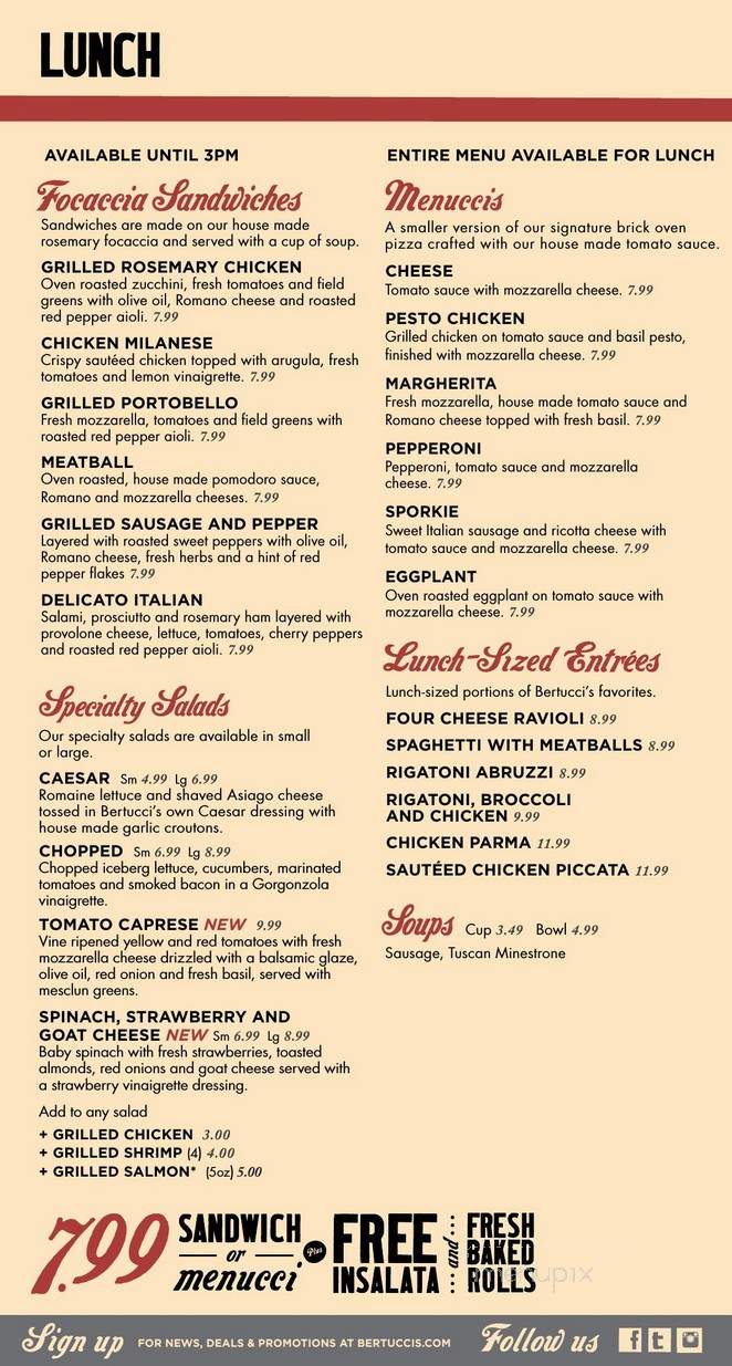 Bertucci's Brick Oven Pizzeria - Feasterville-Trevose, PA menu_pic