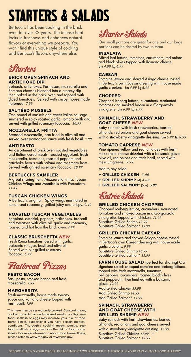 Bertucci's Brick Oven Pizzeria - Feasterville-Trevose, PA menu_pic