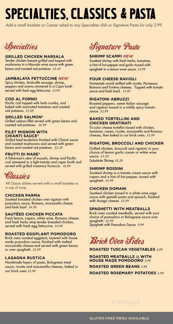 Bertucci's Brick Oven Pizzeria - Feasterville-Trevose, PA menu_pic