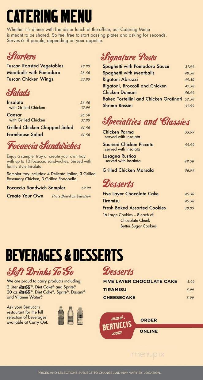 Bertucci's Brick Oven Pizzeria - Feasterville-Trevose, PA menu_pic