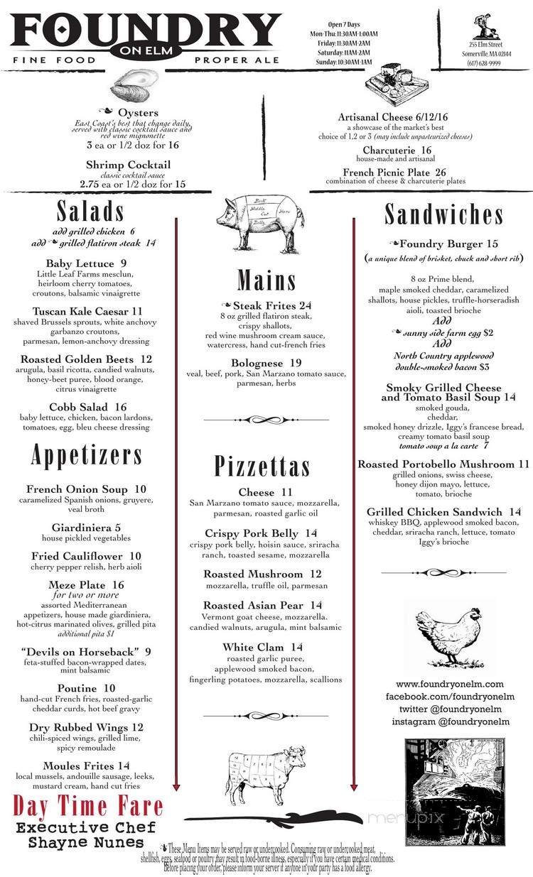 Foundry on Elm - Somerville, MA menu_pic