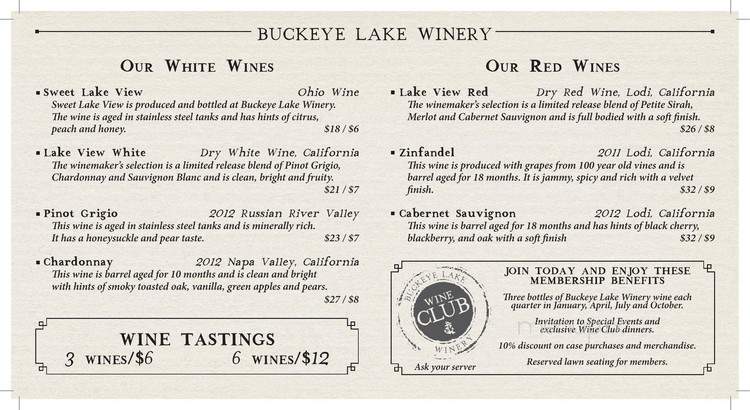 Buckeye Lake Winery - Thornville, OH menu_pic