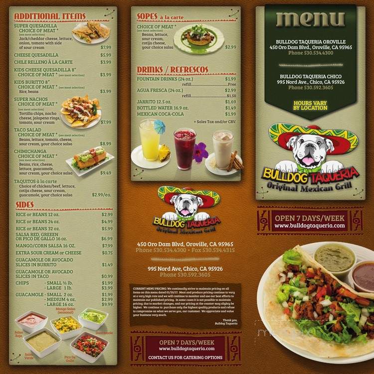 Bulldog Taqueria - Chico, CA menu_pic