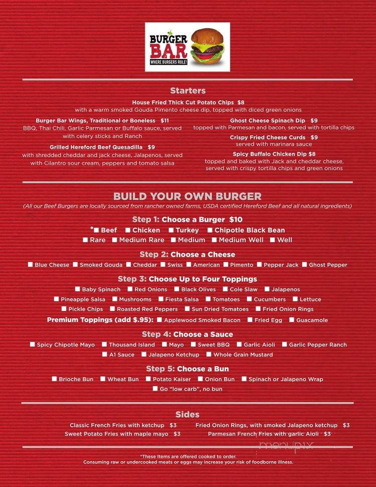 Burger Bar - Murfreesboro, TN menu_pic
