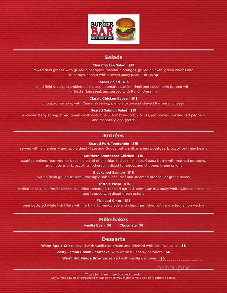Burger Bar - Murfreesboro, TN menu_pic