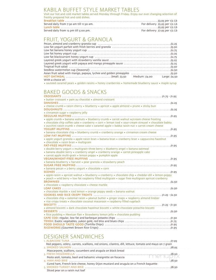 Cafe Kabila - New York, NY menu_pic