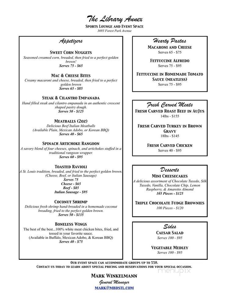 Library Annex - Saint Louis, MO menu_pic