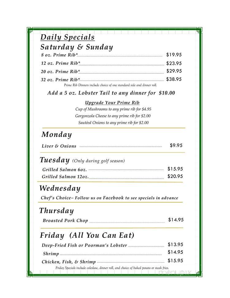 Club X to C Restaurant - Gleason, WI menu_pic