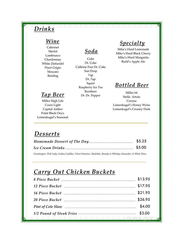 Club X to C Restaurant - Gleason, WI menu_pic