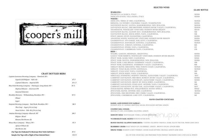 Cooper's Mill - Tarrytown, NY menu_pic