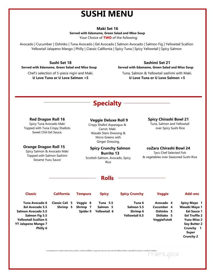 Cozara - Philadelphia, PA menu_pic