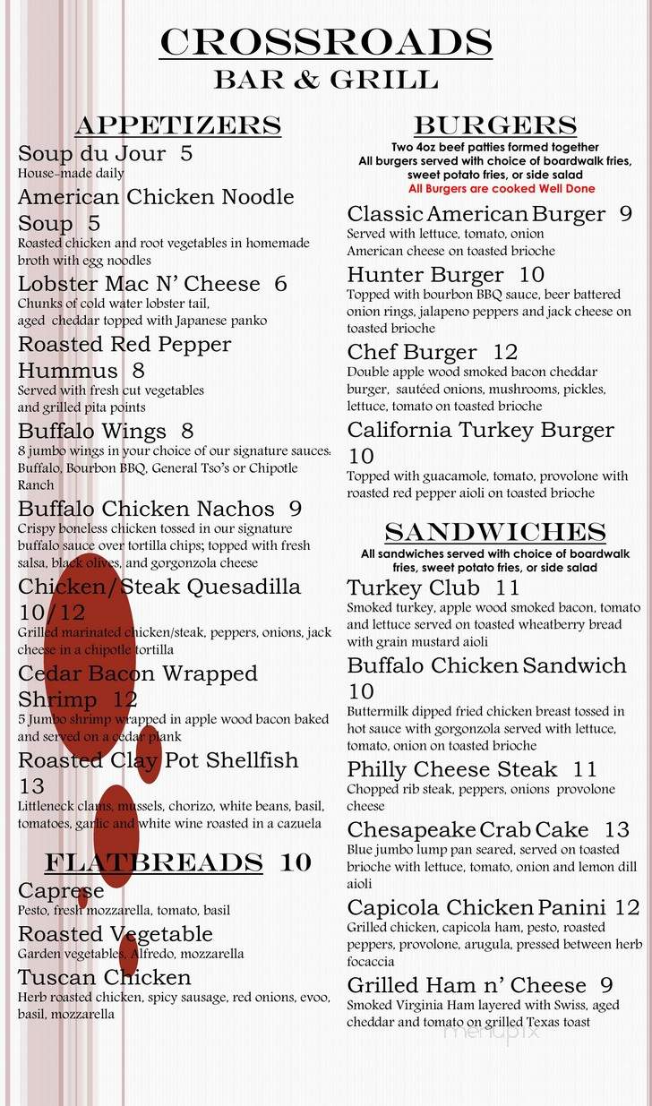 Crossroads Bar & Grill - Springfield, VA menu_pic