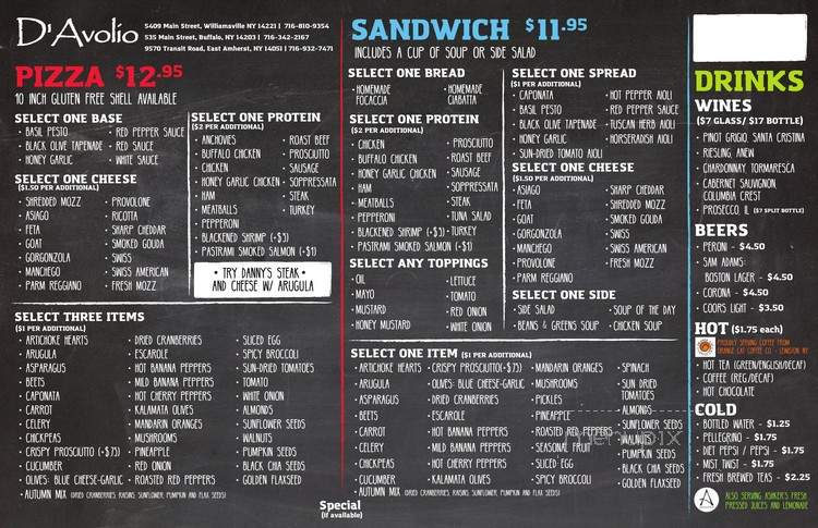 D'Avolio - Buffalo, NY menu_pic