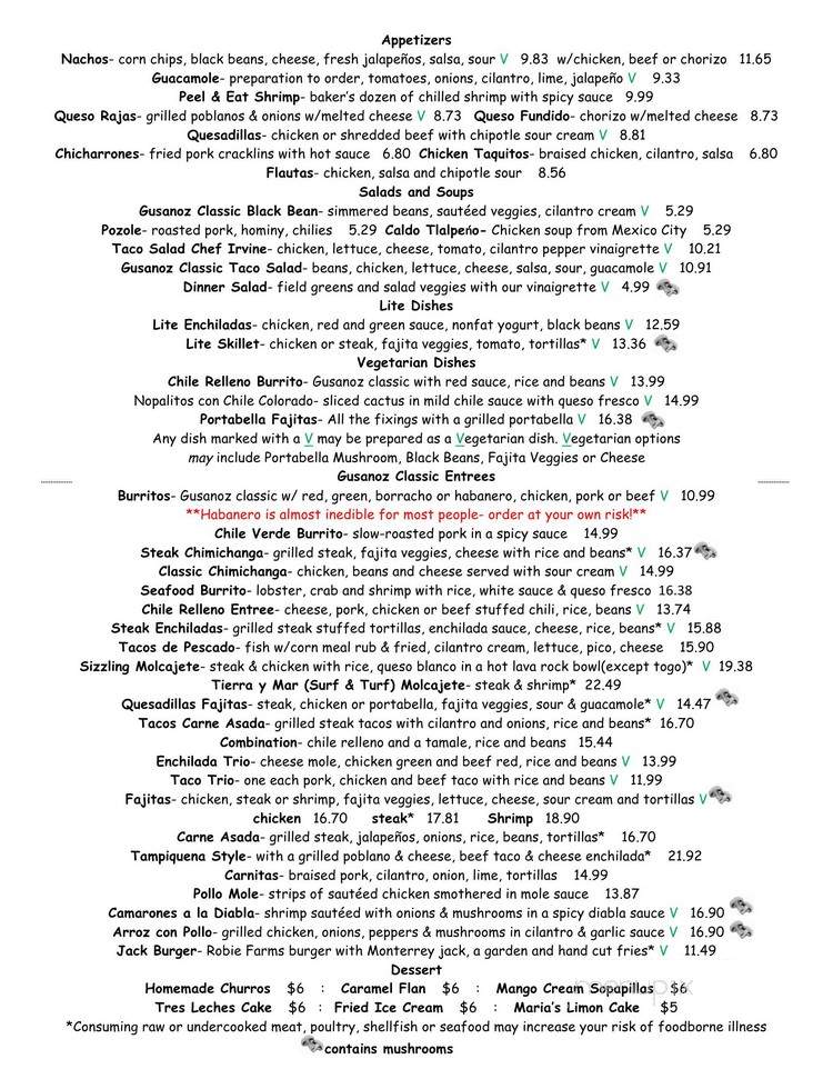 Gusanoz Powerhouse - West Lebanon, NH menu_pic