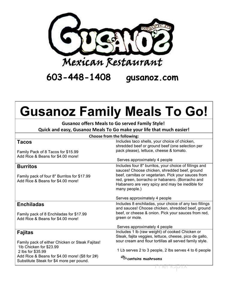 Gusanoz Powerhouse - West Lebanon, NH menu_pic
