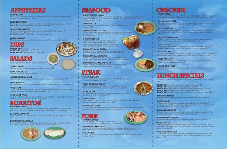 El Gallito Authentic Mexican Restaurant - Lake Ozark, MO menu_pic