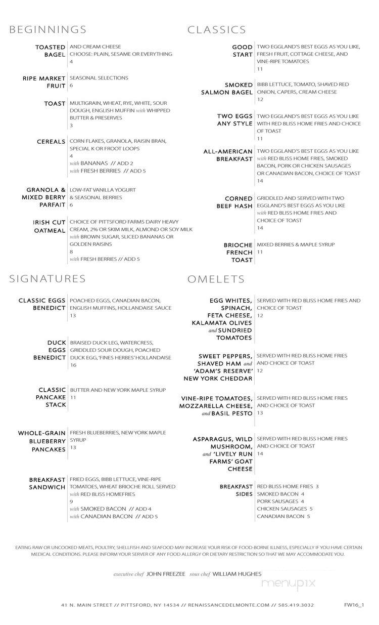 Erie Grill at the Del Monte Lodge - Pittsford, NY menu_pic