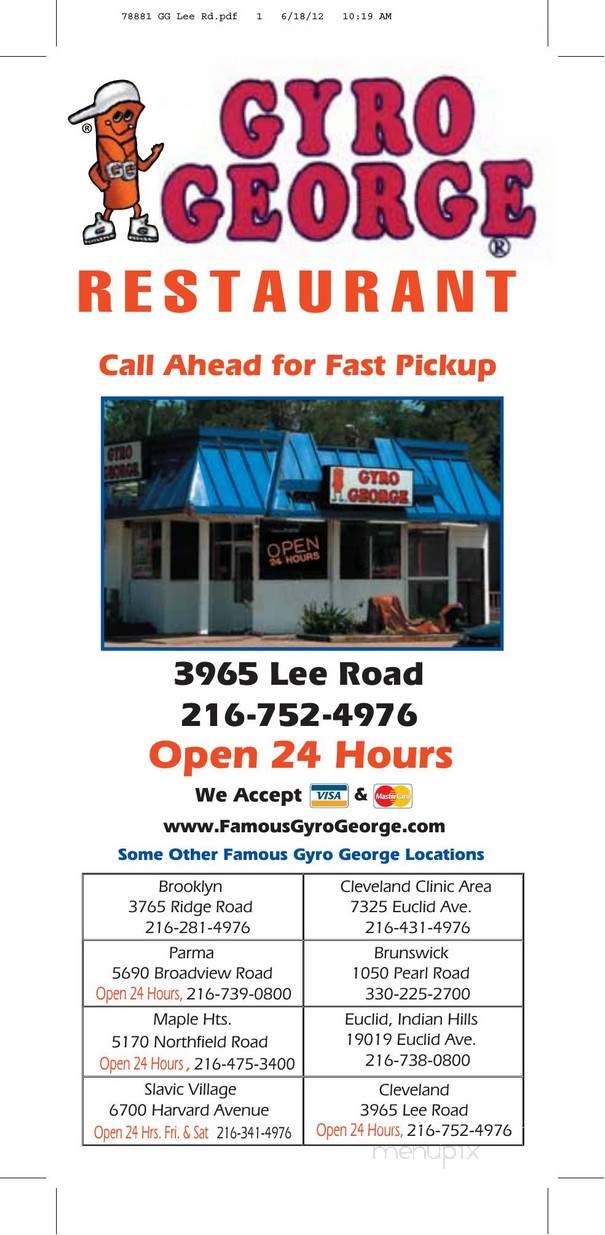 Famous Gyro George - Cleveland, OH menu_pic
