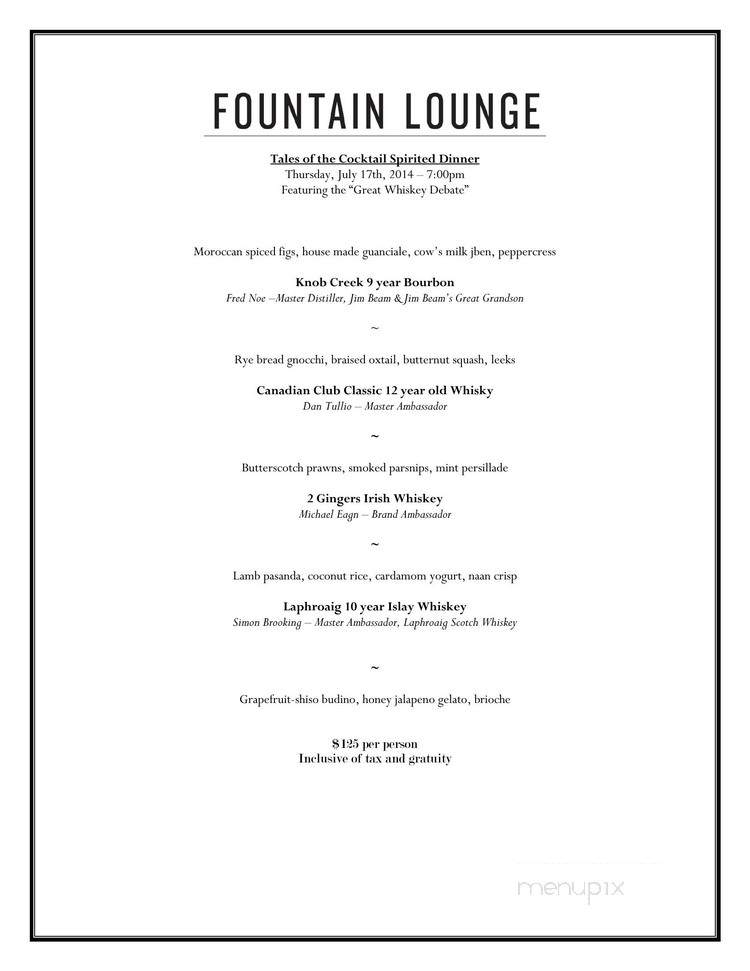 Fountain Lounge - New Orleans, LA menu_pic